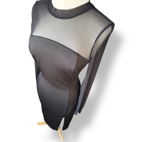 Vici Black Sheer Long Sleeve Dress - Picture 2 of 4